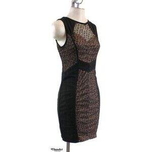 NikiBiki Women Black Dress Lace Lined Short Stretch Zip Back Sz M